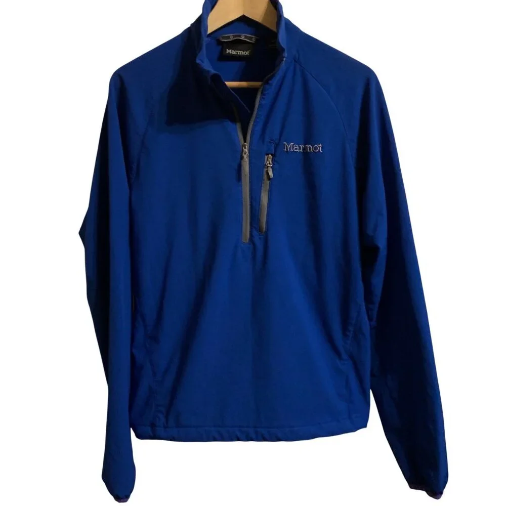 Marmot Women's Blue 1/4 Zip Pullover Jacket, Chest Pocket, Long Sleeves, Size SP